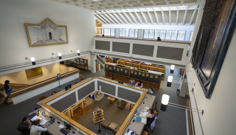overhead shot from the library's atrium