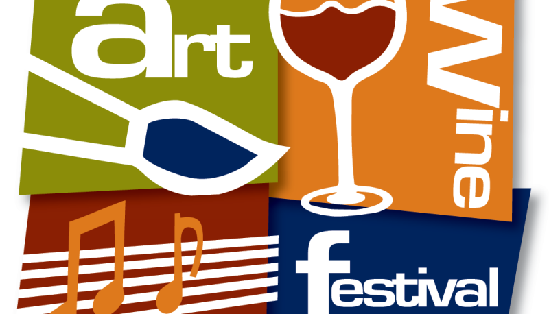Logo for Lafayette Art &amp; Wine Festival Sept. 20 &amp; 21, 2025 with a paintbrush, wine glass,  and musical notes.