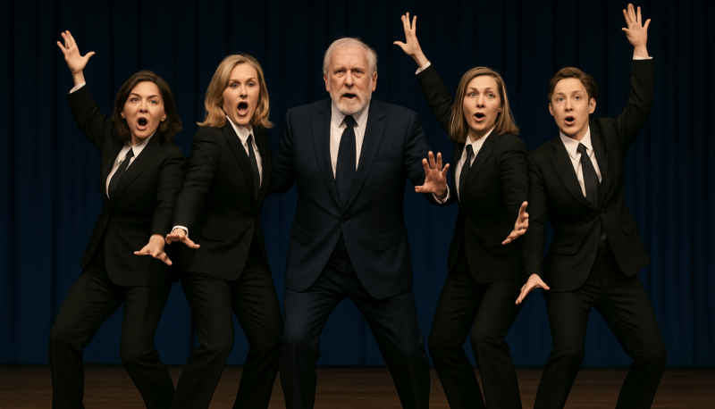 Succession characters in theatrical poses