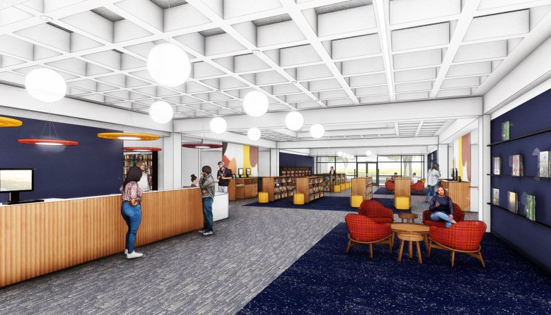 A rendering of the modernized Saint Mary's library