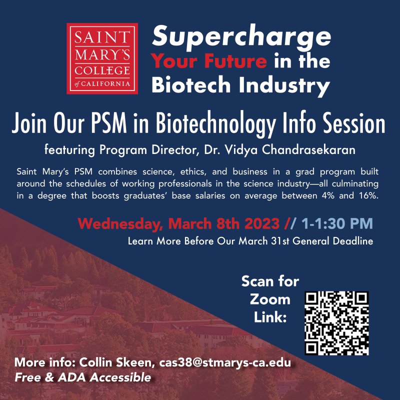 Professional Science Master's in Biotechnology Saint Mary's College