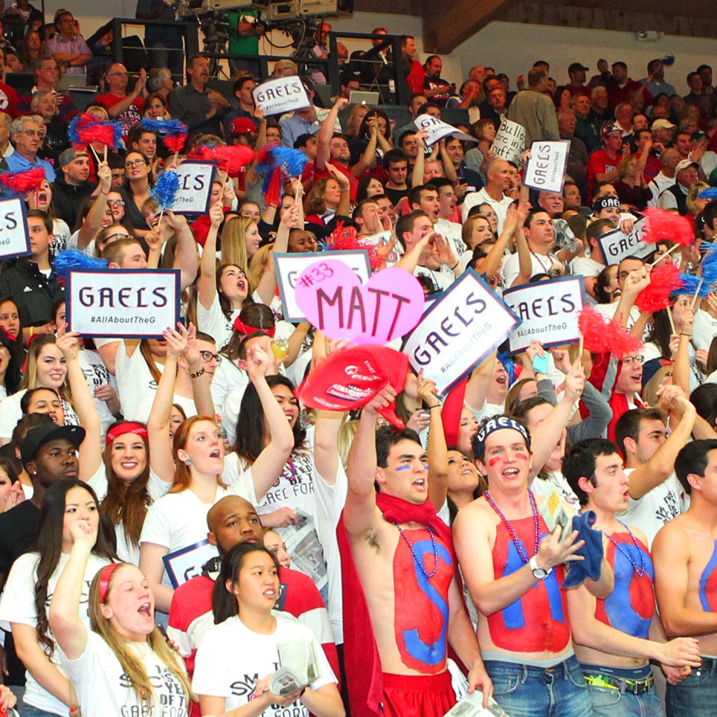 Students cheer at the Saint Mary's vs. Gonzaga basketball game in 2013