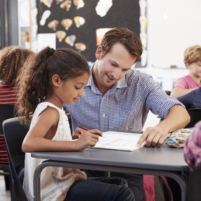 male teacher with student
