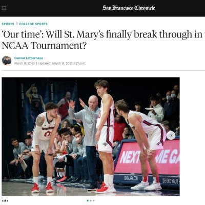 Basketball players and headline 'Our Time': Will Saint Mary's finally break through in the NCAA Tournament?