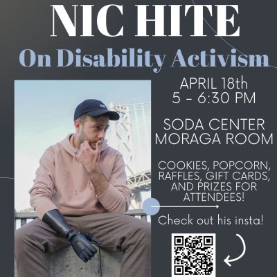 DiverseAbilities Presents Nic Hite On Disability Activism.  Picture of Nic sitting on a wall with a bridge behind him, wearing his prosthetic arm