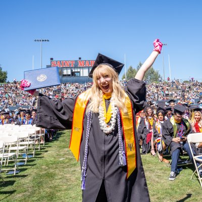Student celebrates at Commencement