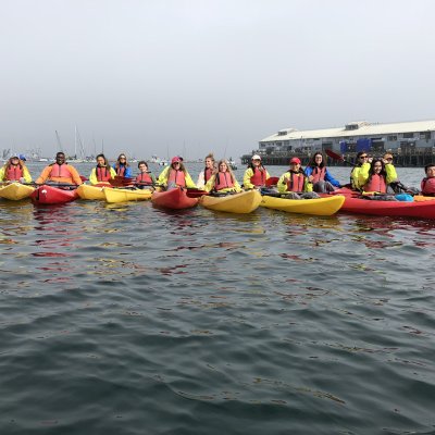 Student kayaking in Monterey Bay