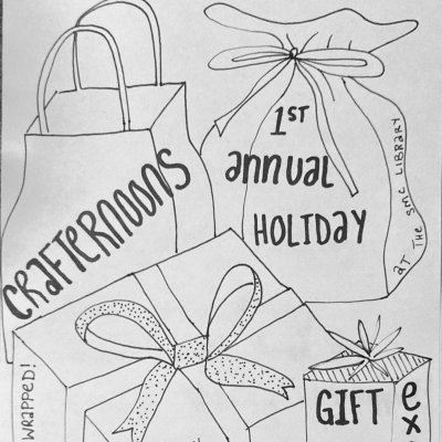 hand drawn invitation to the 1st annual Crafternoon holiday gift exchange