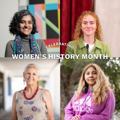 8 women from Saint Mary's community and text CELEBRATING WOMEN'S HISTORY MONTH