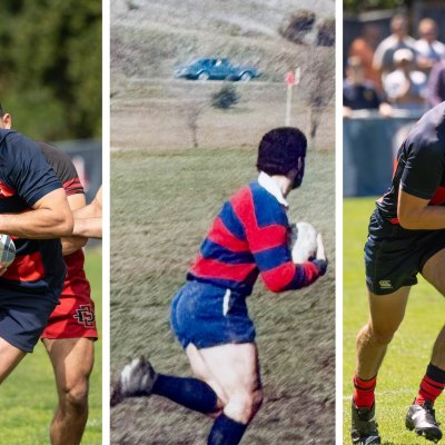 From left to right: Erich Storti ‘23 MA ‘24, Marty Storti ‘85 MA’89 and Mario Storti ‘25. The Storti family has etched their mark on the Gael Rugby Nation.