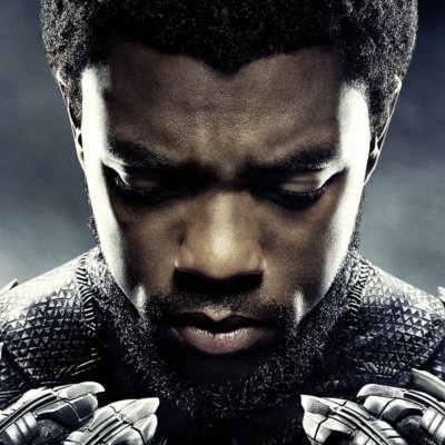 Close-up of actor Chadwick Boseman for film Black Panther