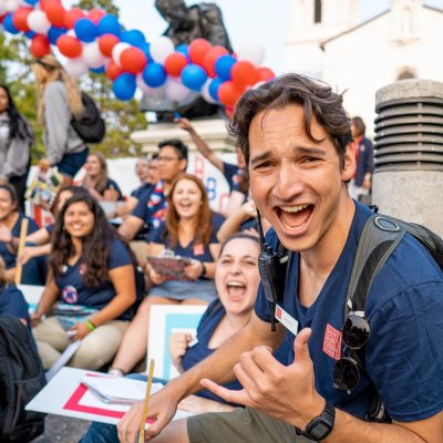 Students at the Farewell BBQ in front of the Chapel in 2023