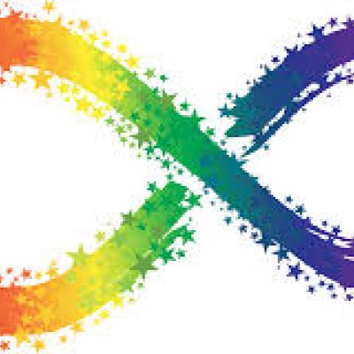 Red yellow green purple and pink infinity sign