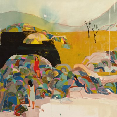 Close-up of painting 'Atacama 1' by Seonna Hong