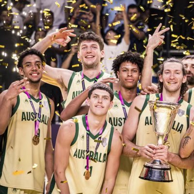 Australian national basketball team celebrates winning FIBA Asia Cup in 2025