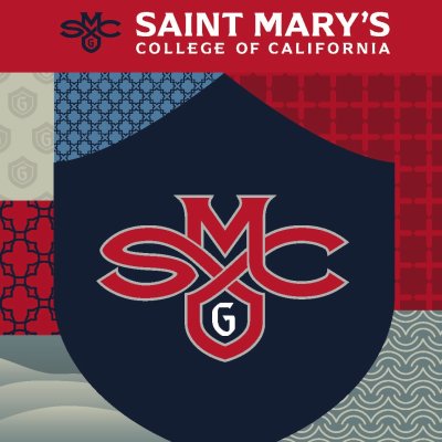 Graphic treatment of Saint Mary's logo and chapel with text