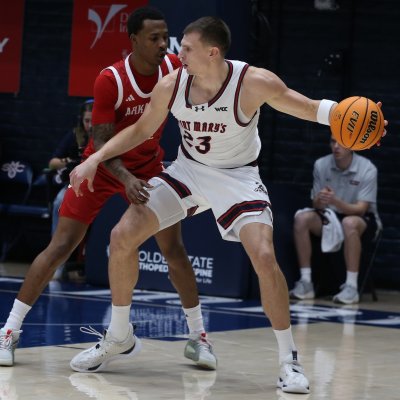 Basketball player Paulius Murauskas prepares to shoot against Arkansas State in November 2025