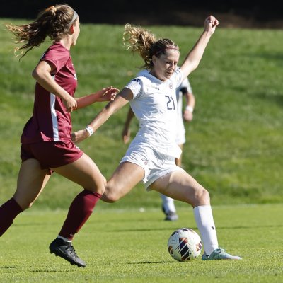 Women's Soccer player Brianna Silvetti kicks against Santa Clara on Nov. 8, 2025