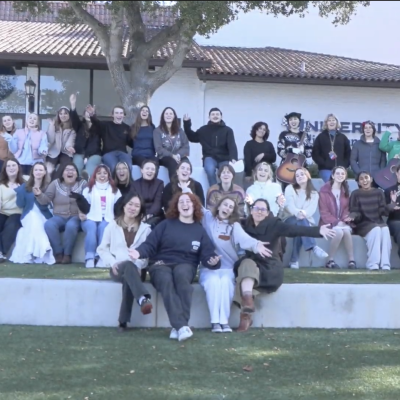 Image of a large group of students involved in Lights Up!: Artists to Action