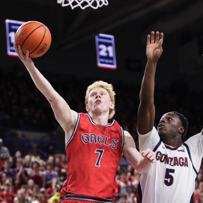 Basketball player Joshua Dent shoots against Gonzaga in January 2026