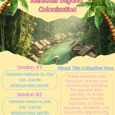 Soft yellow background with pictures of coconut tree and a river with Nipa houses