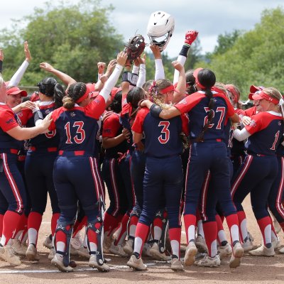 Saint Mary's Softball team celebrates winning the WCC title in May 2026