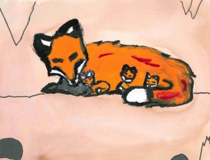 row art fox family