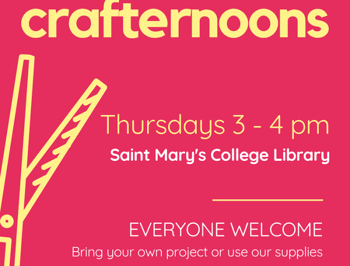 Crafternoons, Thursdays 3-4pm at the Library