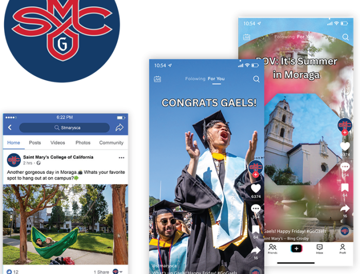 Saint Mary's Facebook Profile and stories showing commencement