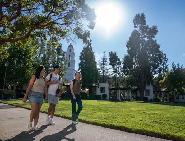 Students walking around Saint Mary's College Campus