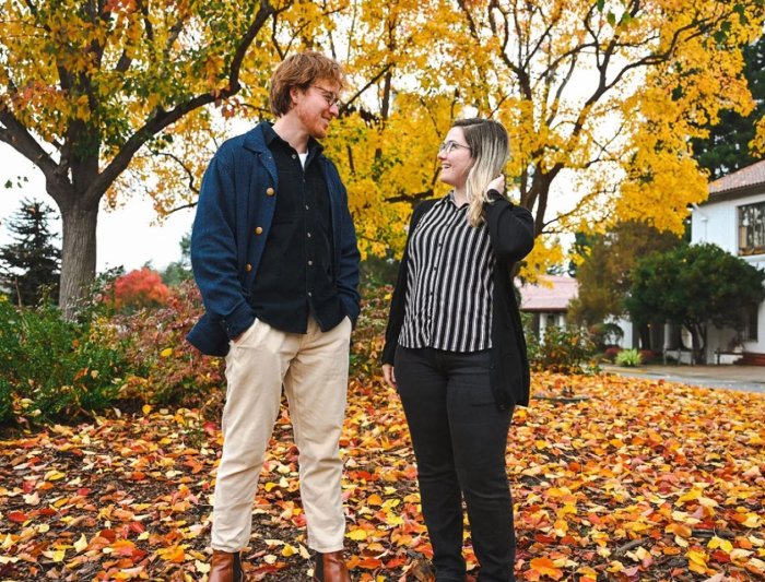 Kindra Stewart and Ryan Harper on campus