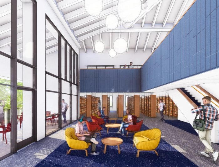 Rendering of Saint Albert Hall Library renovation - reading room - 2025