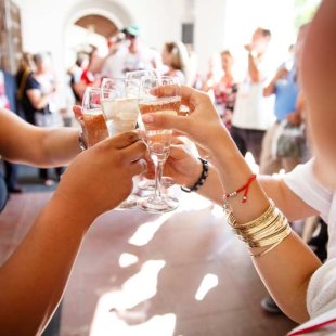 Saint Mary's alumni clinking glasses at reunion