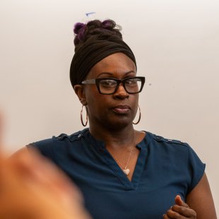 Dr. Talia Moore in a classroom